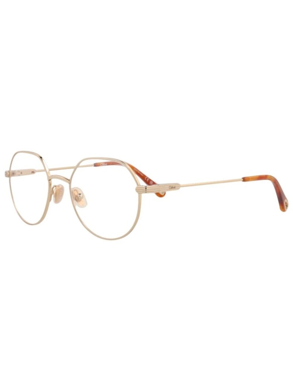 New Chloé Women's Eyeglasses Round Oval Metal Frame Gold Gold Transparent